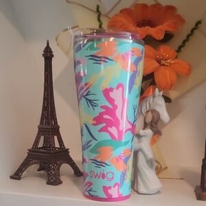 Swig Tropical Floral Insulated Tumbler - Pink & Teal